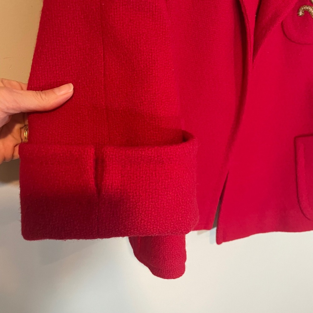Vintage Maurice Original Red Beaded Crest Blazer Jacket Peaked Lapel Cuffed S/M - Picture 4 of 8